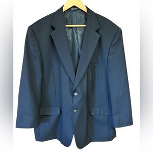 Cross & Winsor Navy Polyester & Wool Blazer Sport Coat Suit Preowned Size 48R